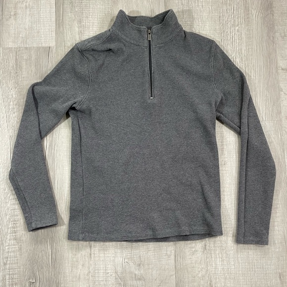 Michael Kors Men's 1/4 Quarter Zip Sweater - Charcoal Gray - Large - Picture 5 of 8